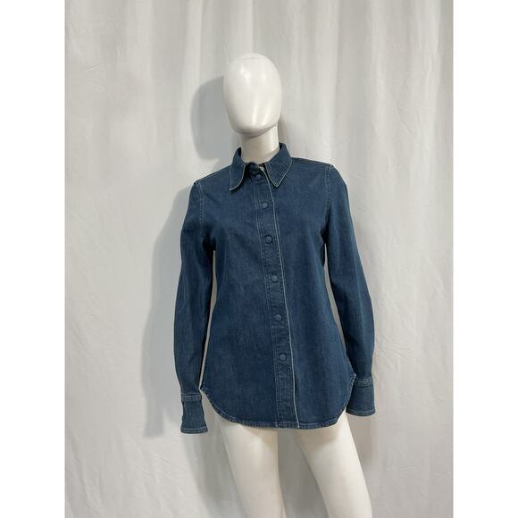 Chlo� Stretch Blue Cotton Denim Top Size 38 - Picture 2 of 4